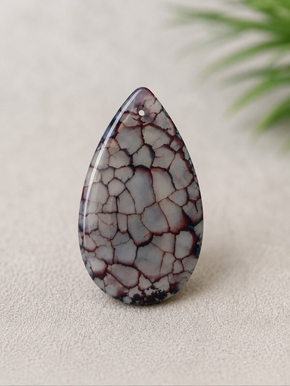 Black Dragon Vein Agate Teardrop Pendant Gemstone - Jewelry Making